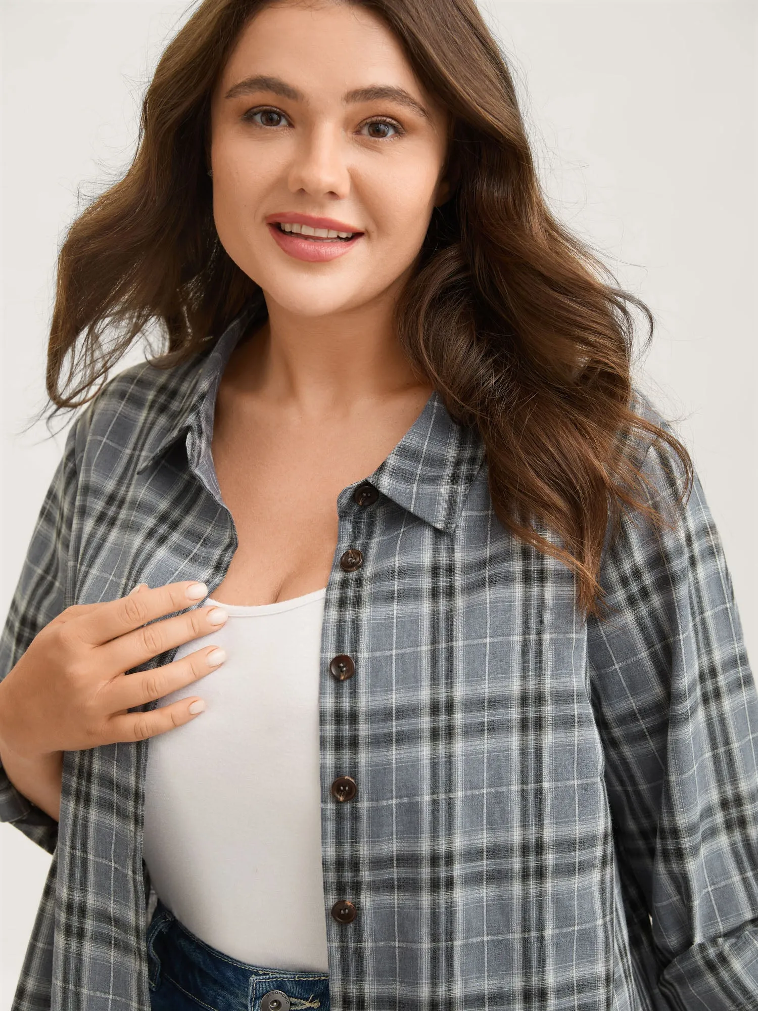 Plaid Print Button Down Shirt sold by Bloomchic product image thumbnail 2