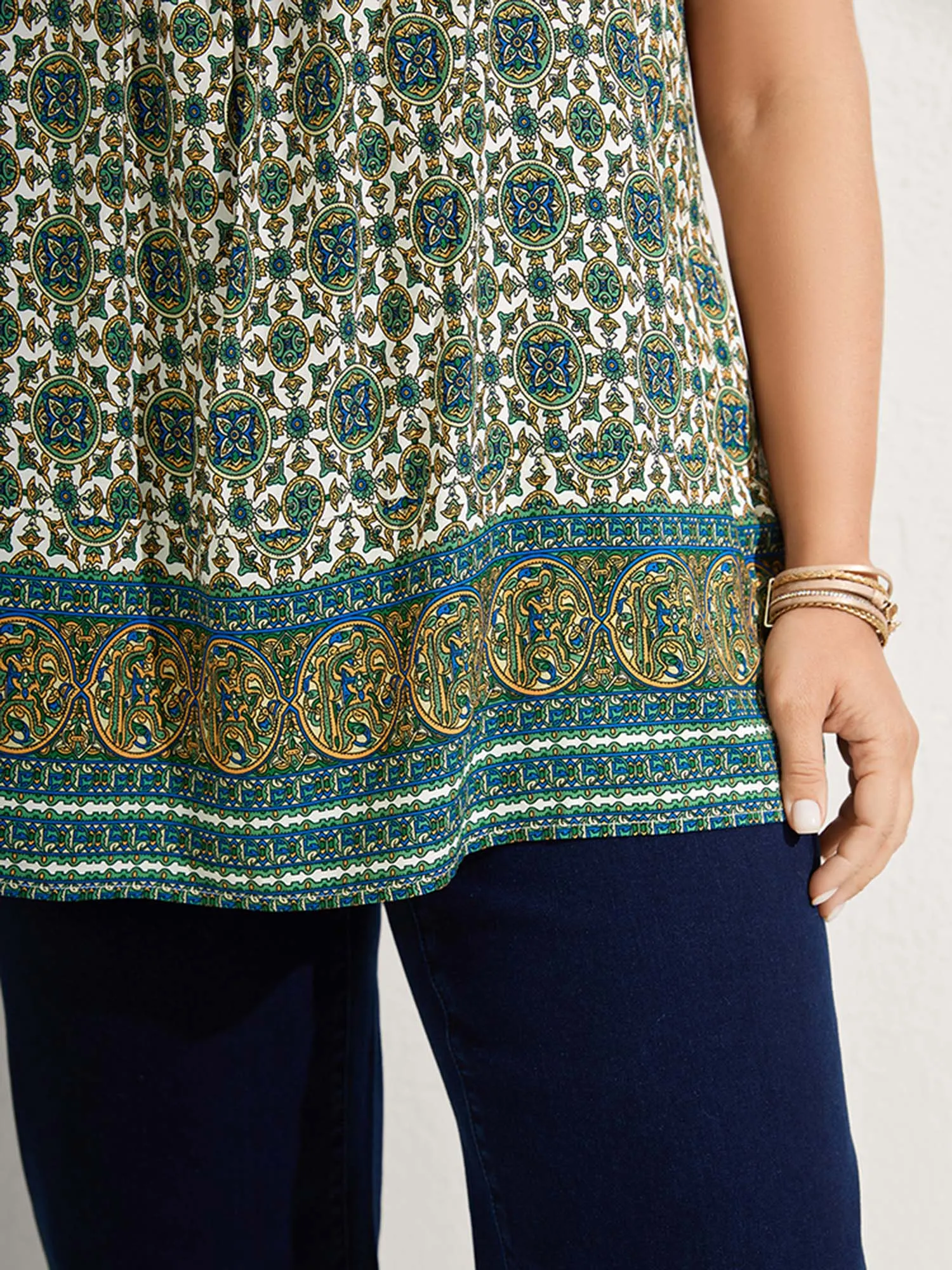 Floral Print Pleated Neckline Tank Top sold by Bloomchic product image thumbnail 3