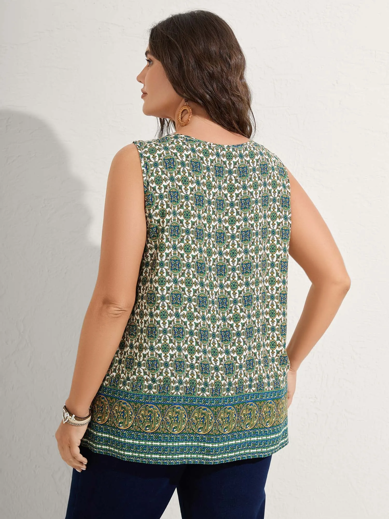 Floral Print Pleated Neckline Tank Top sold by Bloomchic product image thumbnail 5