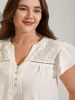 Cotton Lace Eyelet Trim Layered Sleeve Blouse sold by Bloomchic