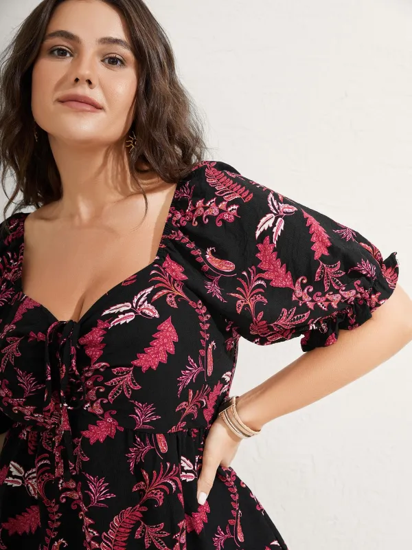 Boho Print Neck Tie Flowy Shirt sold by Bloomchic