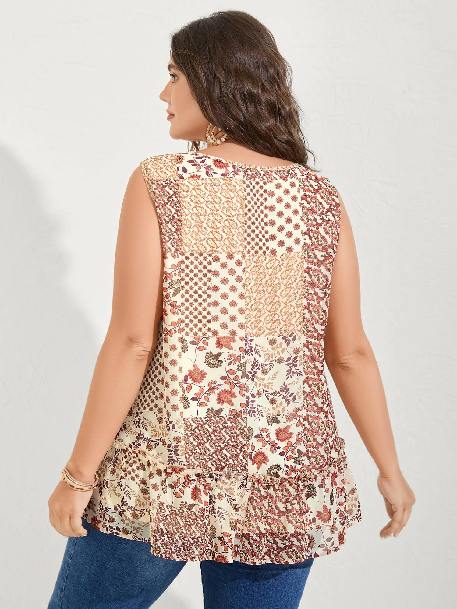 Chiffon Boho Collage Flowy Tank Top sold by Bloomchic product image thumbnail 4