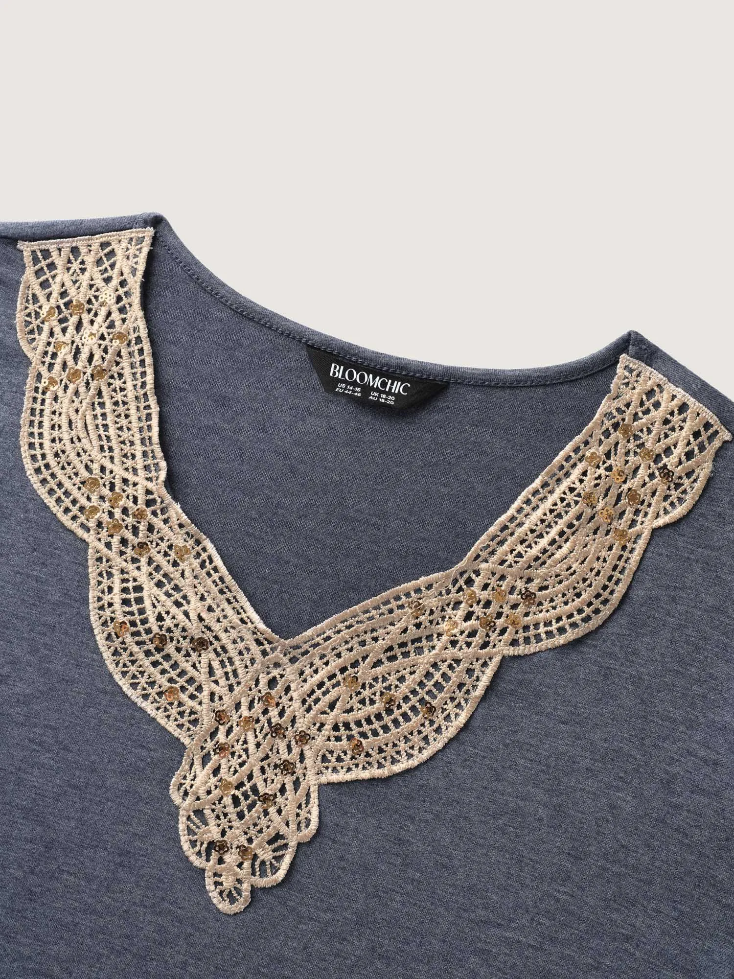 Layered Sleeve Lace Neck Solid T-Shirt sold by Bloomchic product image thumbnail 5