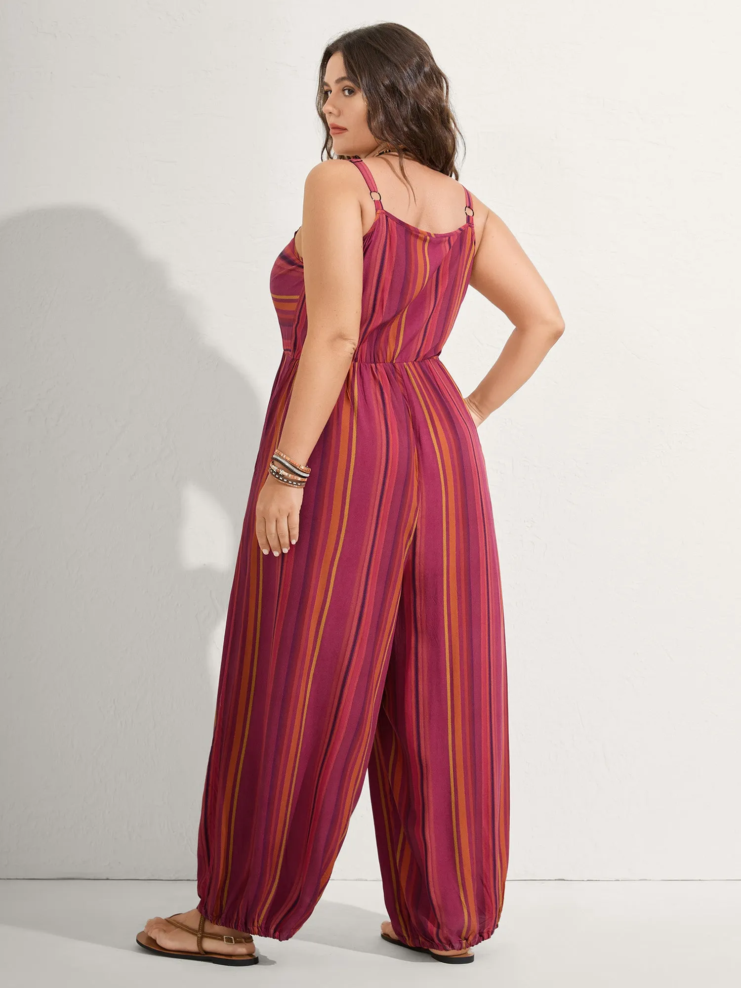 Rayon Stripe Print Stretchy Hem Cami Jumpsuit sold by Bloomchic product image thumbnail 5