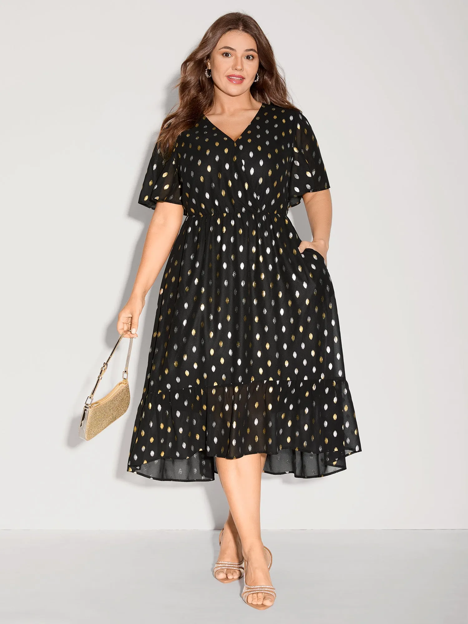 Sheer Polka Dots Wrap Midi Dress sold by Bloomchic product image thumbnail 3