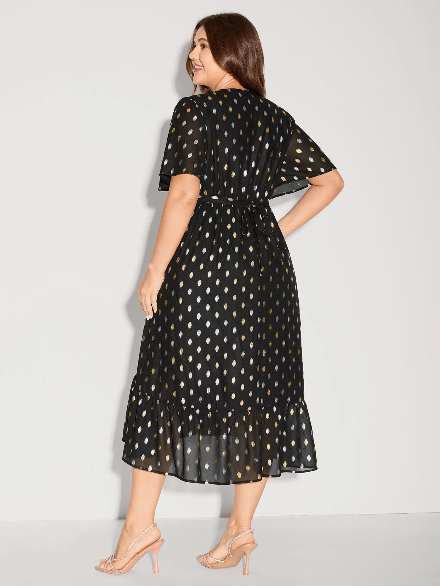 Sheer Polka Dots Wrap Midi Dress sold by Bloomchic product image thumbnail 4