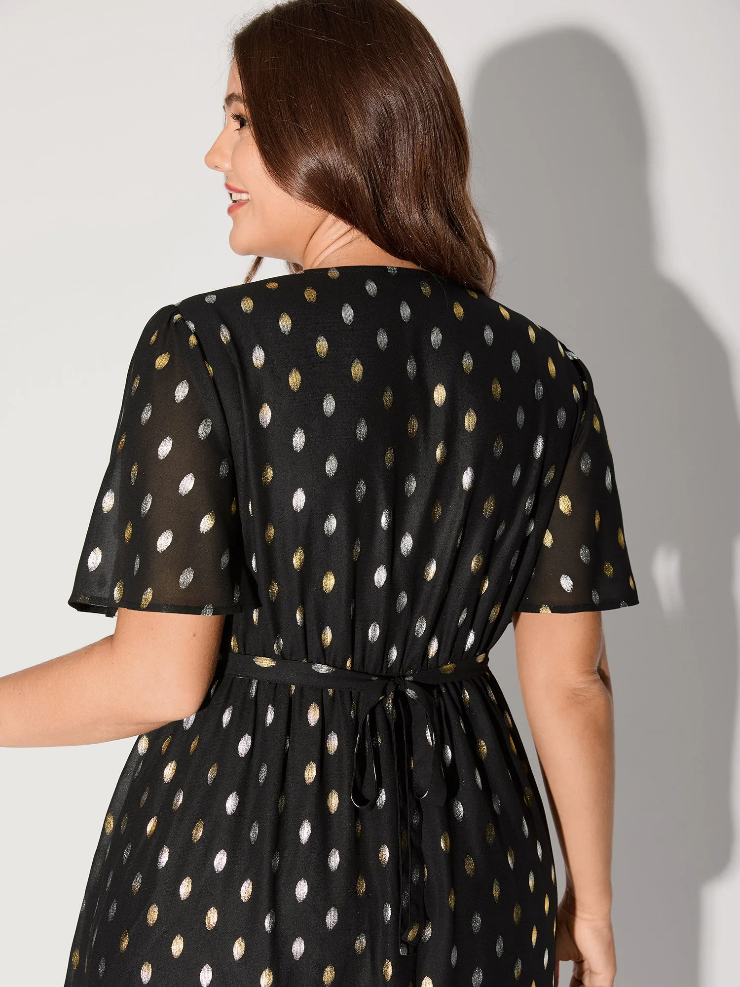 Sheer Polka Dots Wrap Midi Dress sold by Bloomchic product image thumbnail 2