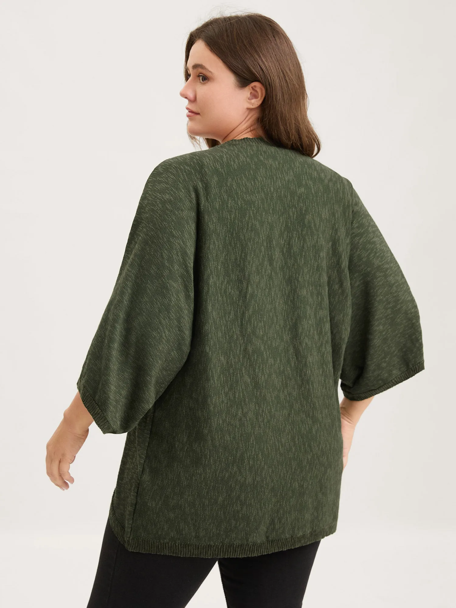 Curvy Hem Solid Open-Front Lightweight Cardigan sold by Bloomchic product image thumbnail 4