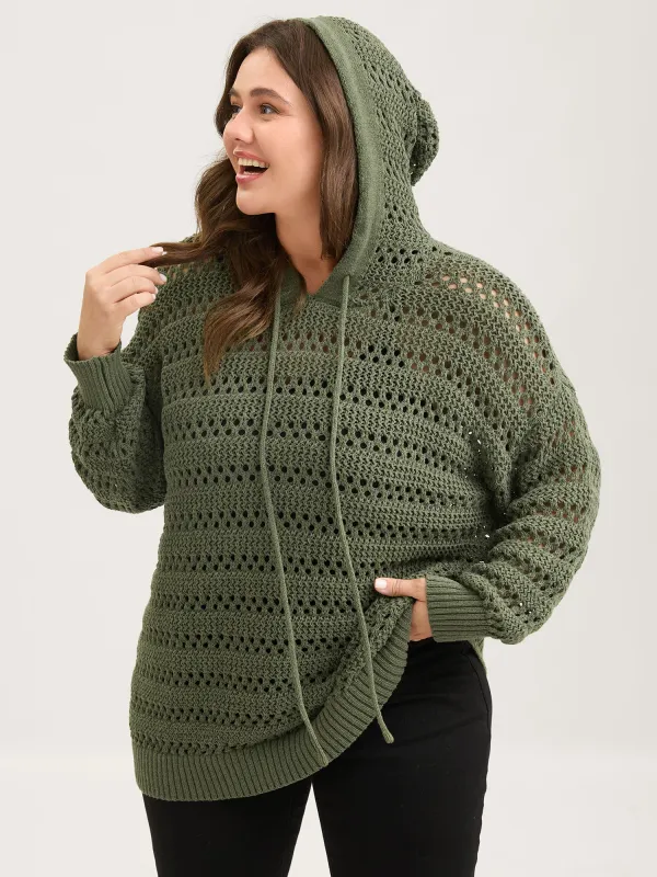 Cut-Out Textured Drop Shoulder Pullover sold by Bloomchic