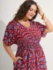 Rayon Boho Floral Shirred Waist Midi Dress sold by Bloomchic