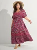 Rayon Boho Floral Shirred Waist Midi Dress sold by Bloomchic