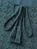 Texture Tiered Tassel Solid Midi Dress sold by Bloomchic