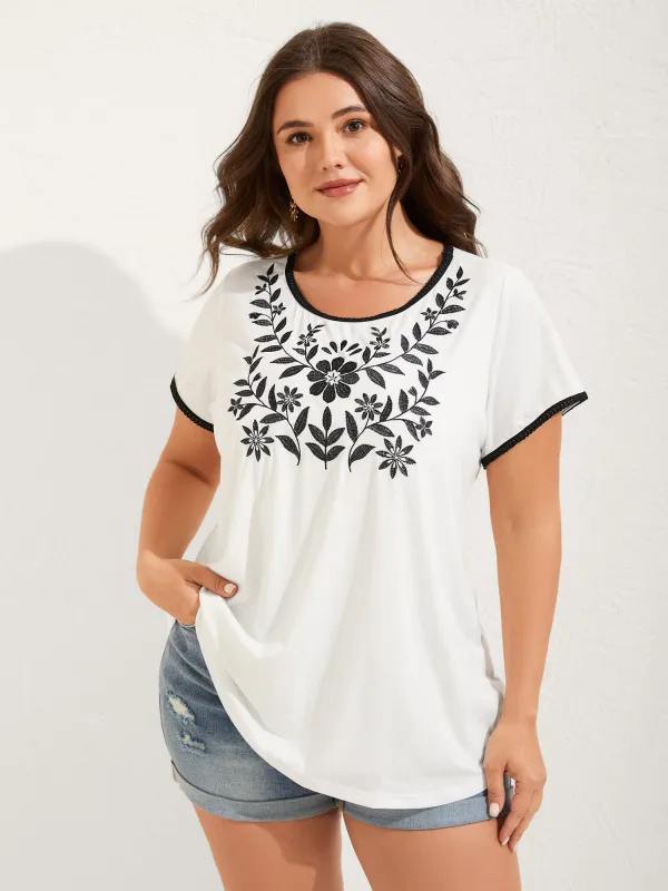 Supersoft Floral Embroidered T-Shirt sold by Bloomchic