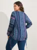 Striped Drawstring Color Contrast Sweatshirt sold by Bloomchic