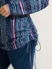 Striped Drawstring Color Contrast Sweatshirt sold by Bloomchic