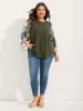 Boho Print Ribbed Sleeve Tie Sweatshirt sold by Bloomchic
