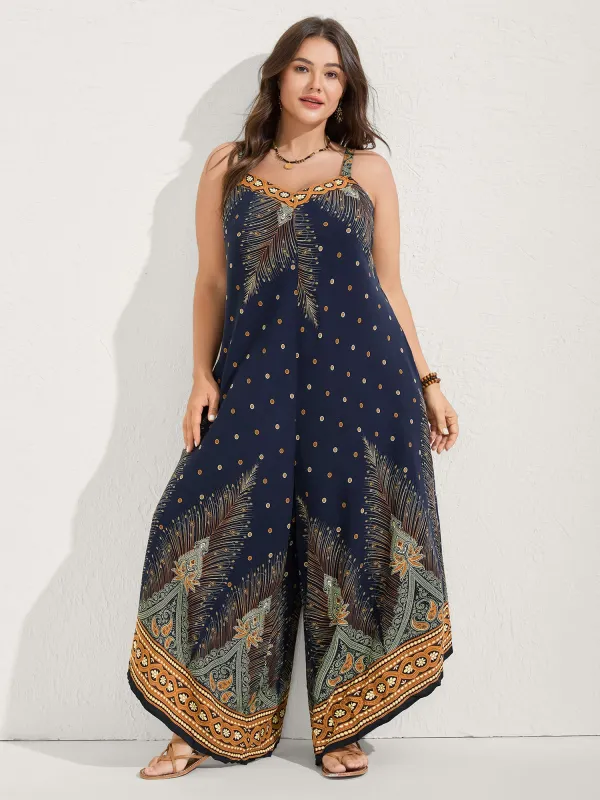 Boho Print Asymmetrical Hem Jumpsuit sold by Bloomchic