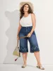 Floral Embroidered Elastic Waist Cropped Jeans sold by Bloomchic