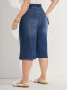 Floral Embroidered Elastic Waist Cropped Jeans sold by Bloomchic