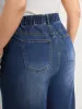 Floral Embroidered Elastic Waist Cropped Jeans sold by Bloomchic