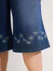 Floral Embroidered Elastic Waist Cropped Jeans sold by Bloomchic