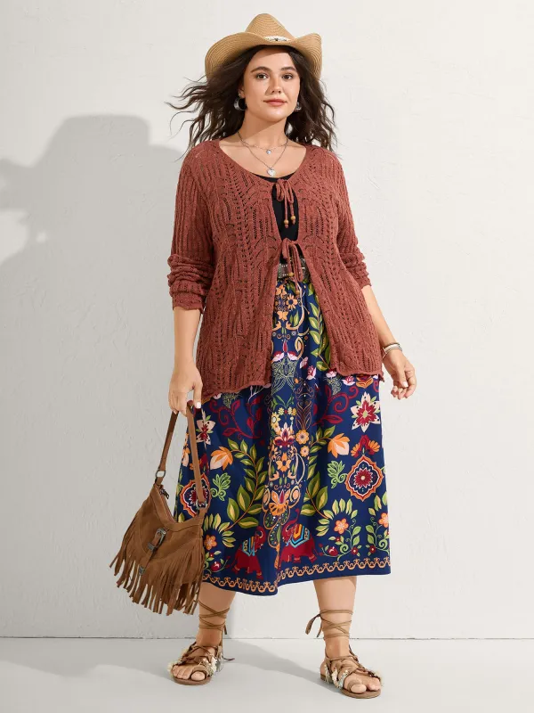 Cotton Breezy Front Double Tie Lightweight Cardigan sold by Bloomchic