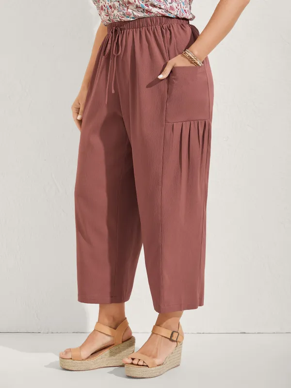 Stretchy Pockets Waist-Tie Straight Pants sold by Bloomchic