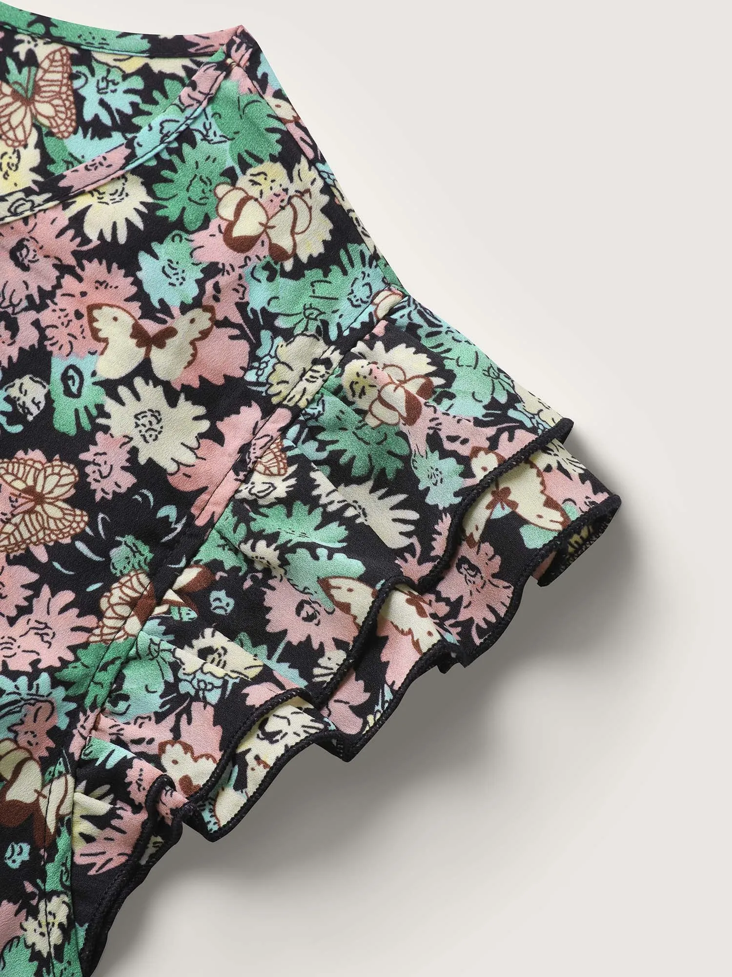 Floral Layered Ruffled Sleeve Midi Dress sold by Bloomchic product image thumbnail 5