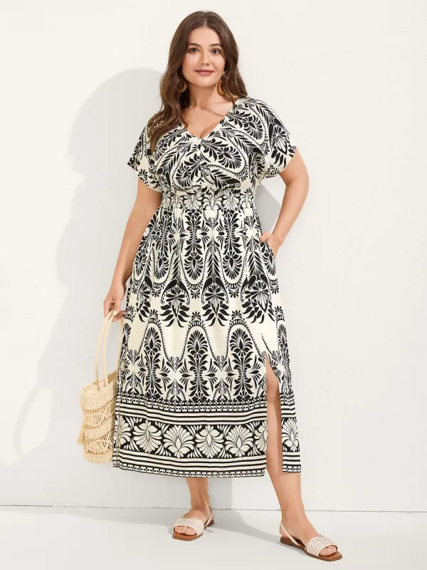 Floral Print Shirred Waist Midi Dress sold by Bloomchic