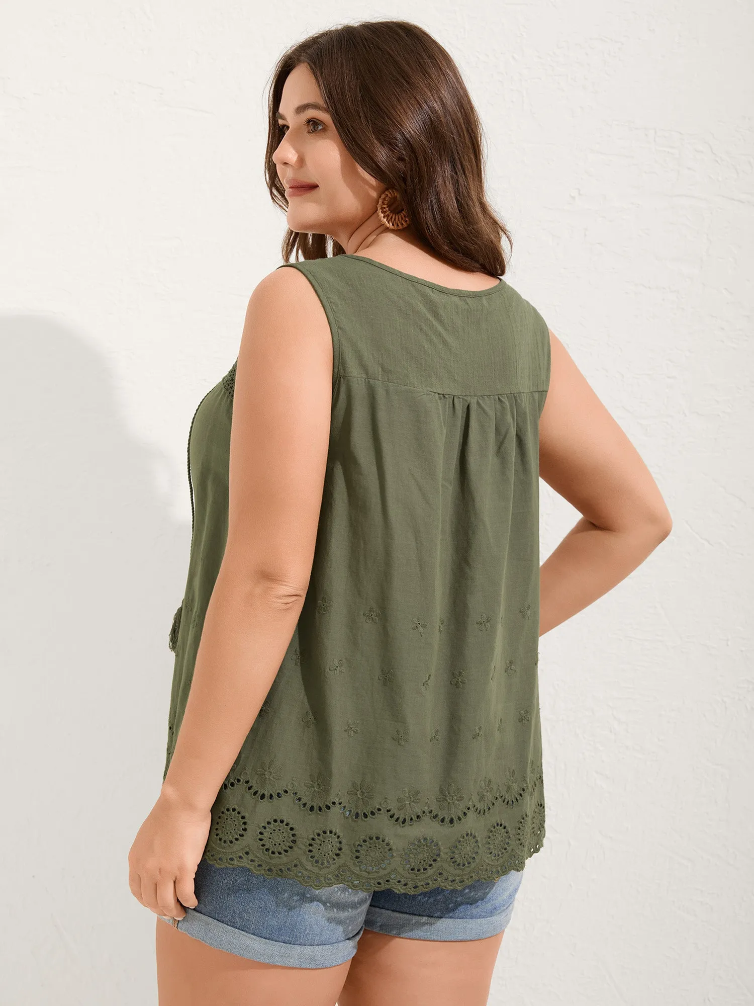 Cotton Eyelet Embroidered Flowy Tank Top sold by Bloomchic product image thumbnail 4