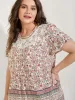 Sheer Lace Ruffled Neck Floral Blouse sold by Bloomchic