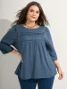 Cotton Lace Spliced Plain Knit Top sold by Bloomchic