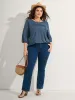 Cotton Lace Spliced Plain Knit Top sold by Bloomchic