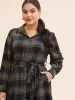 Plaid Shirt Collar Belted Midi Dress sold by Bloomchic