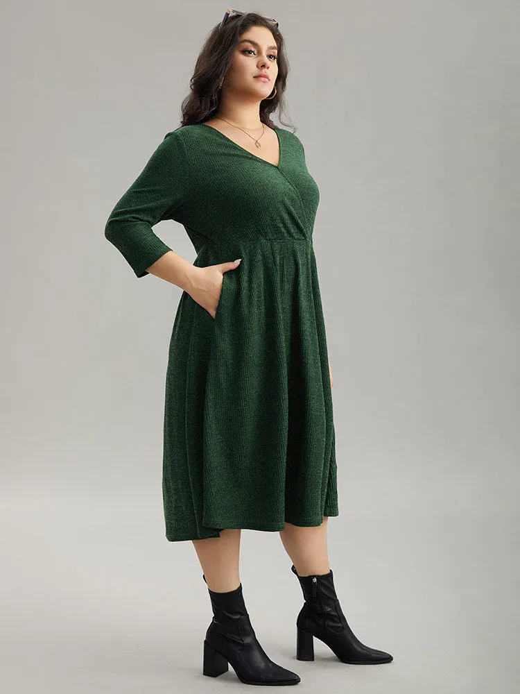 Plain Textured Pocket Wrap Dress sold by Bloomchic product image thumbnail 4