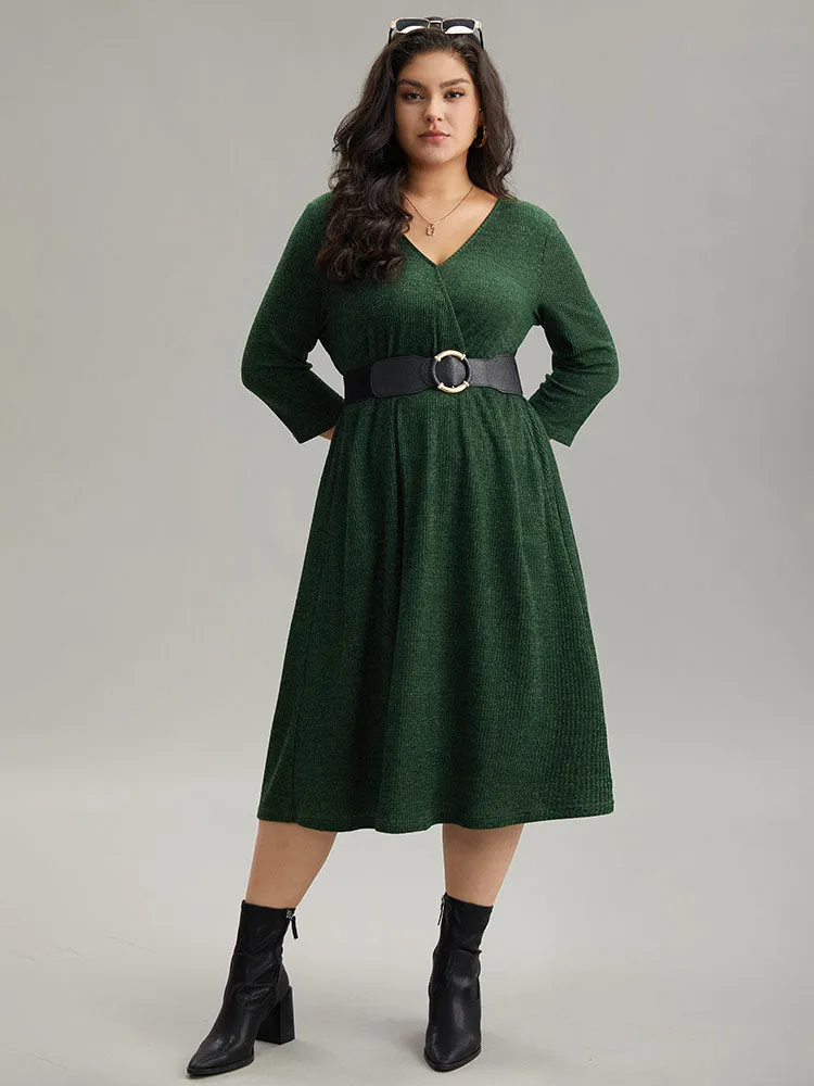 Plain Textured Pocket Wrap Dress sold by Bloomchic product image thumbnail 2