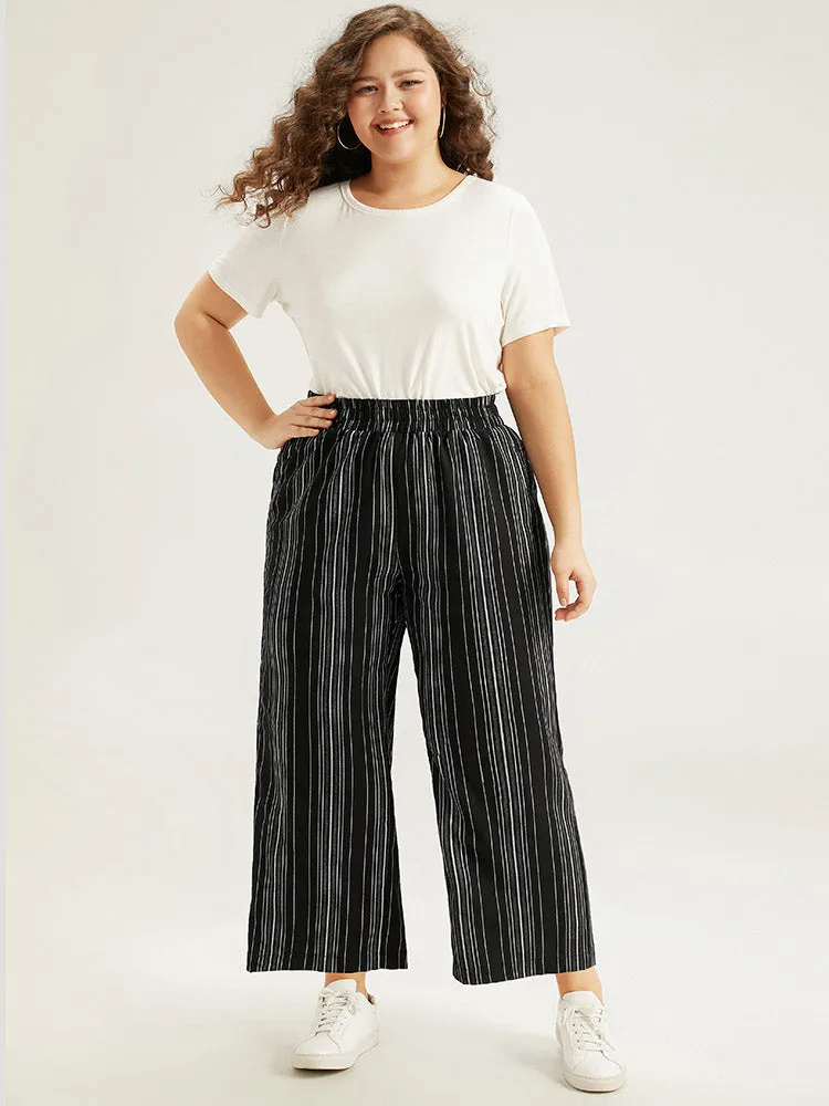 Striped Elastic Waist Straight Leg Pants sold by Bloomchic product image thumbnail 4
