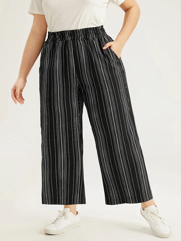 Striped Elastic Waist Straight Leg Pants sold by Bloomchic