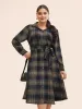 Plaid Shirt Collar Belted Midi Dress sold by Bloomchic