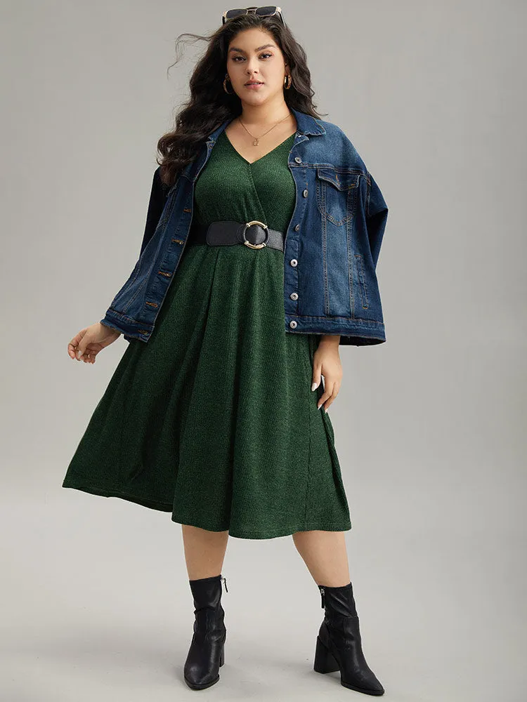 Plain Textured Pocket Wrap Dress sold by Bloomchic product image thumbnail 5