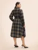 Plaid Shirt Collar Belted Midi Dress sold by Bloomchic