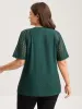 Eyelet Trim Lace Cut-Out Solid T-Shirt sold by Bloomchic