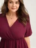Ribbed Lace Surplice Flared Solid Blouse sold by Bloomchic