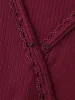Ribbed Lace Surplice Flared Solid Blouse sold by Bloomchic