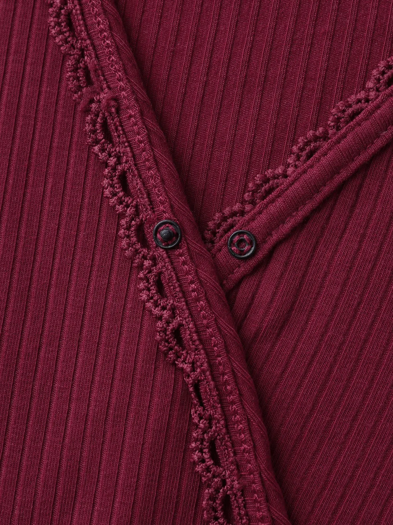 Ribbed Lace Surplice Flared Solid Blouse sold by Bloomchic product image thumbnail 5