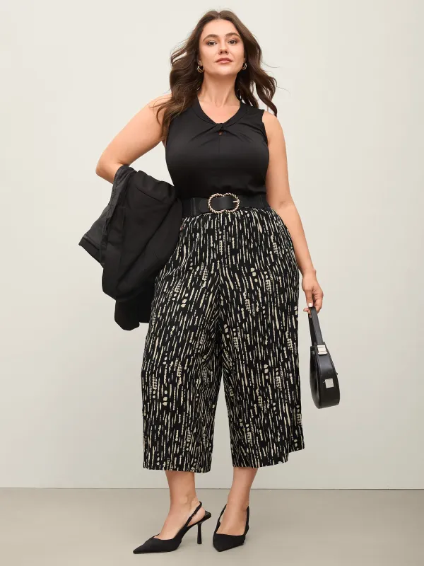 Geometric Pattern Cropped Wide-Leg Pants sold by Bloomchic