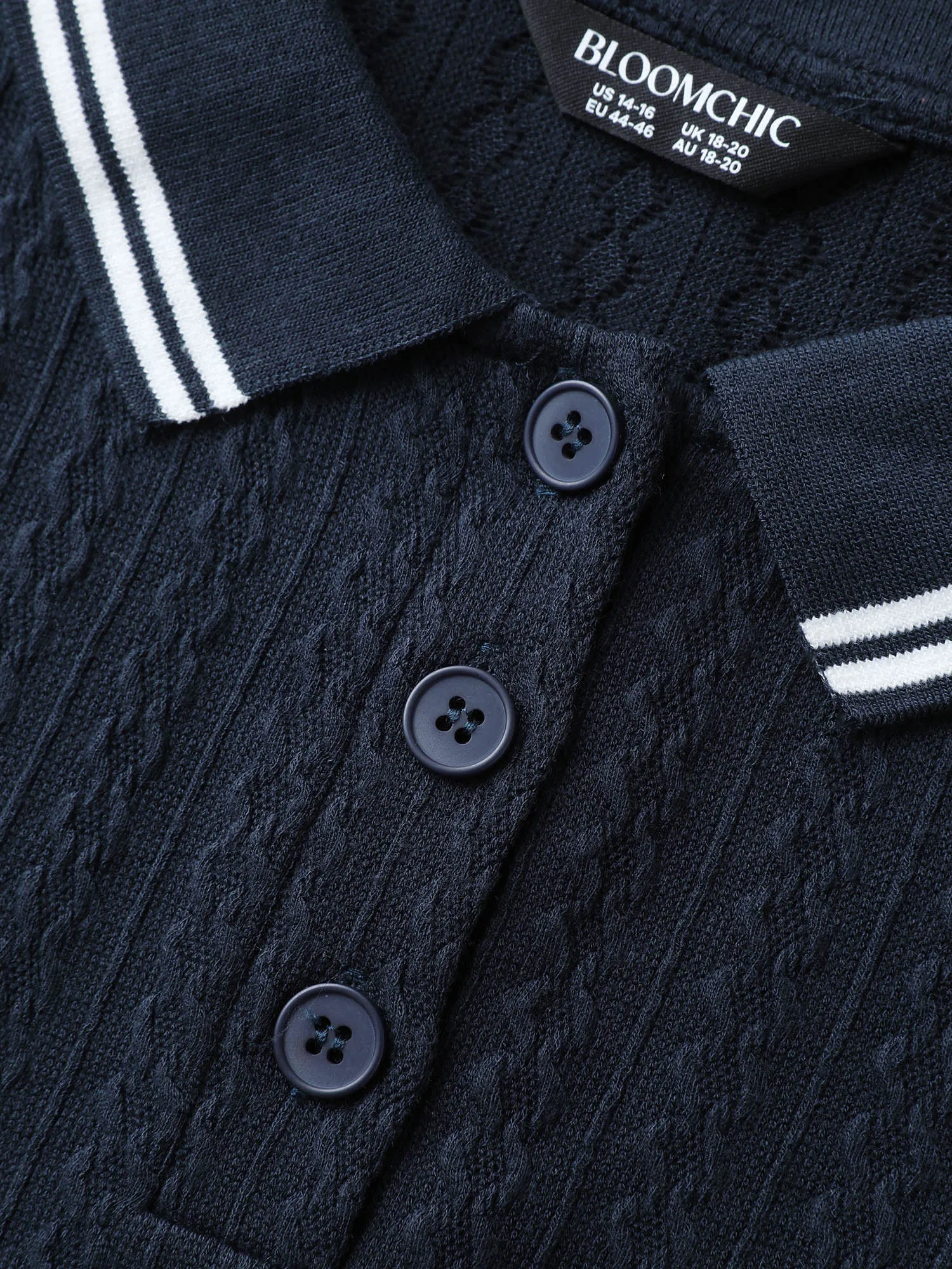 Textured Polo Collar Solid T-Shirt sold by Bloomchic product image thumbnail 5