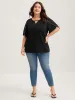 Pearl Petal Sleeve Neck Cut-Out Blouse sold by Bloomchic