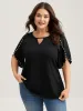 Pearl Petal Sleeve Neck Cut-Out Blouse sold by Bloomchic