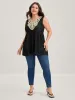 Textured Floral Lace Neck Long Tank Top sold by Bloomchic